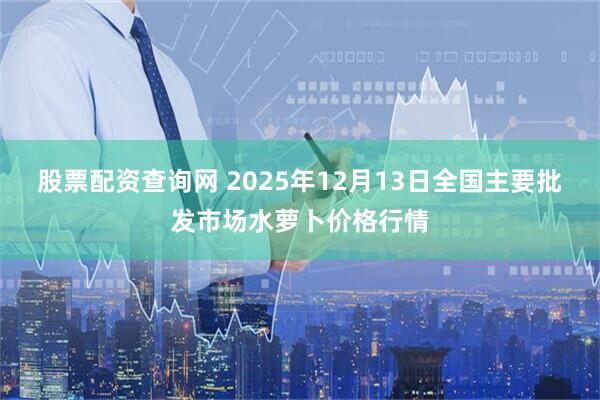 股票配资查询网 2025年12月13日全国主要批发市场水萝卜价格行情