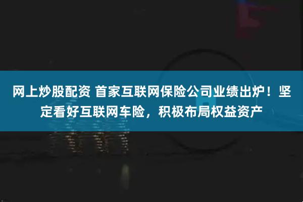 网上炒股配资 首家互联网保险公司业绩出炉！坚定看好互联网车险，积极布局权益资产